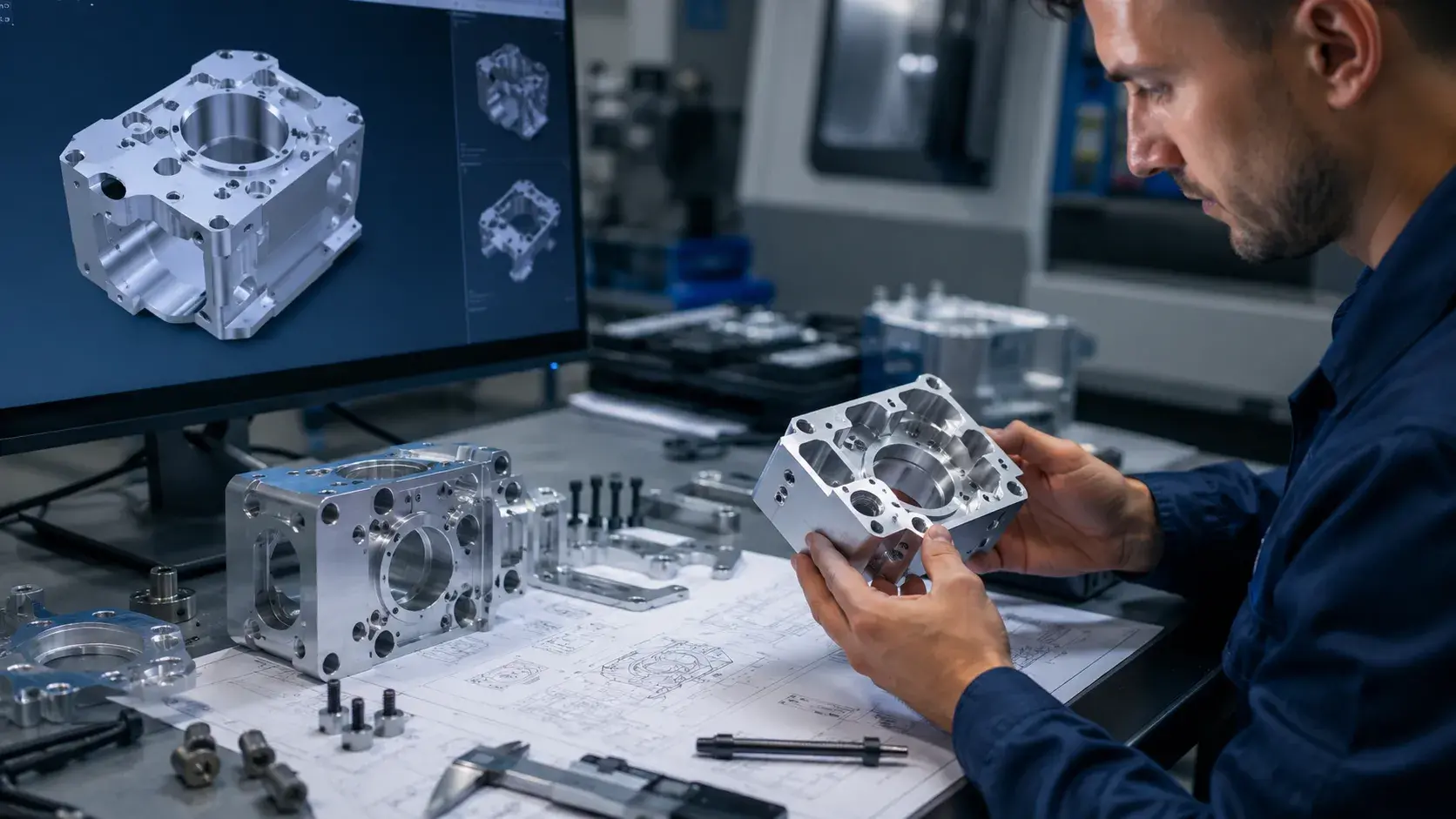 CNC machined parts with threaded holes for fasteners