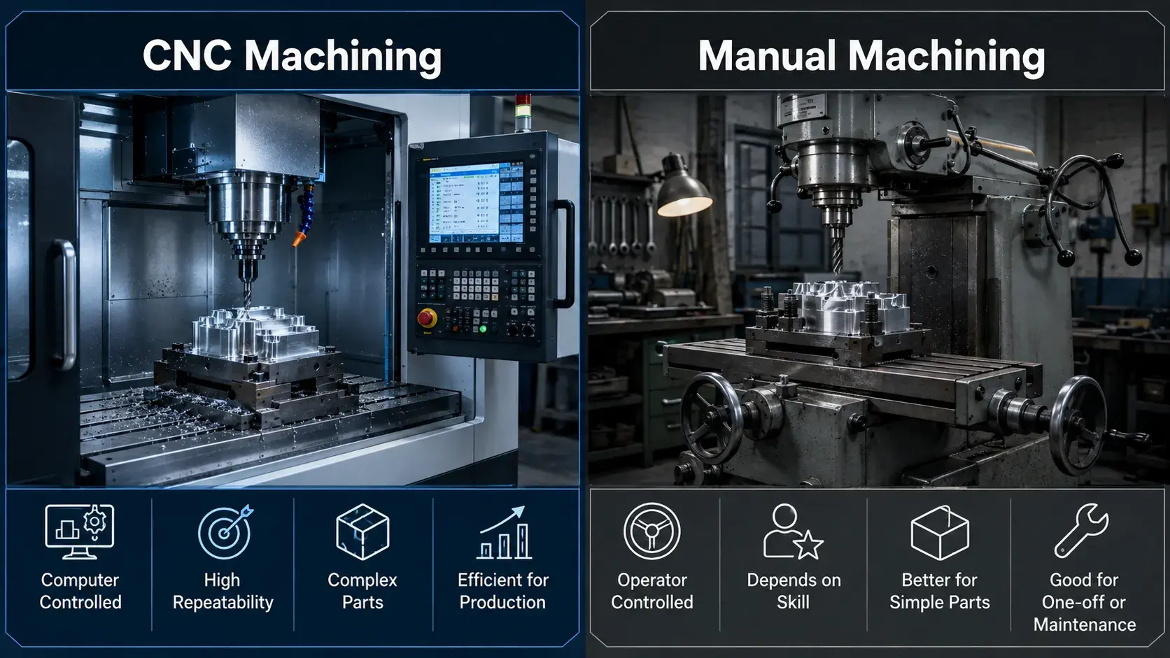 CNC machining vs manual machining