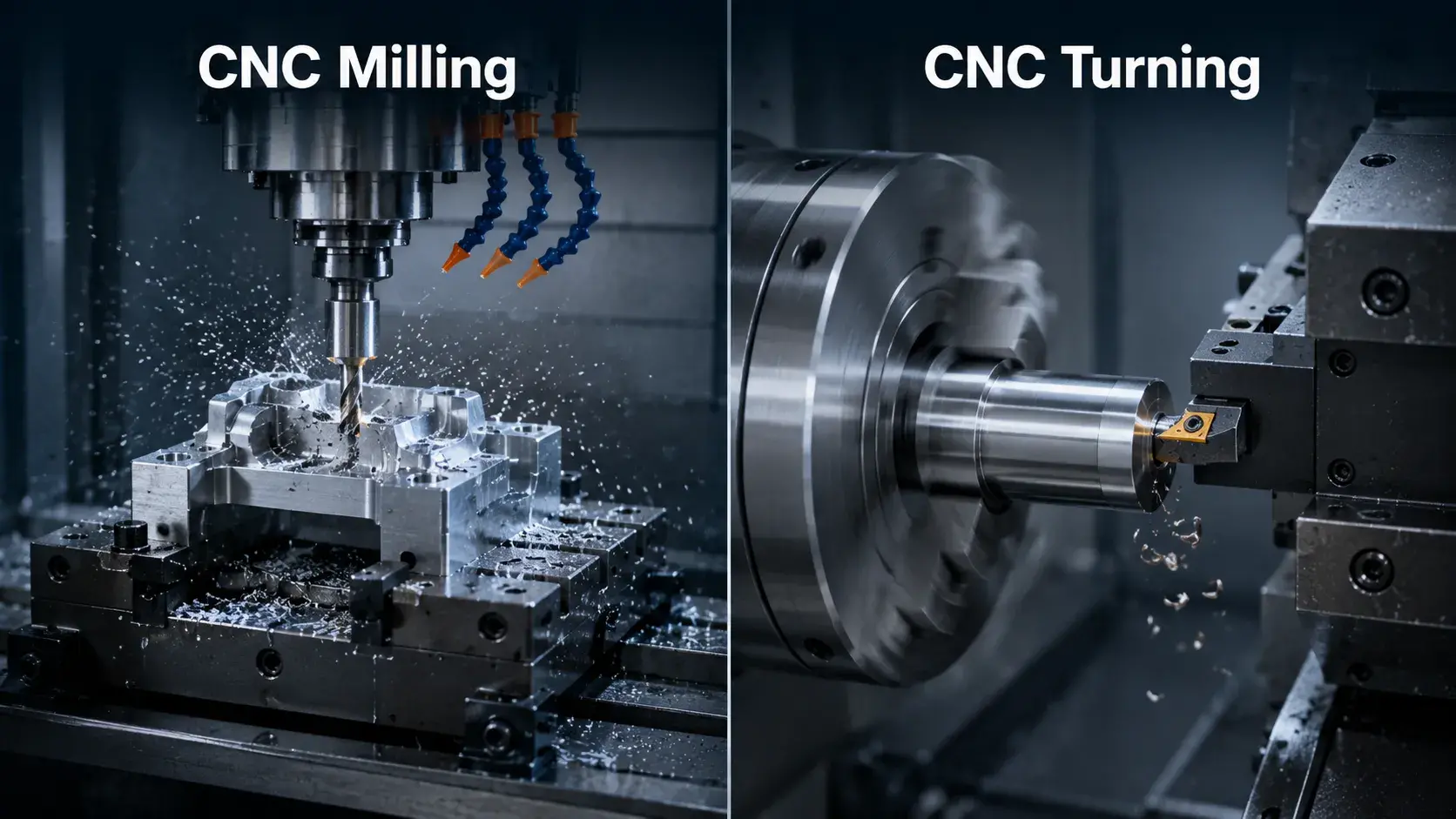 CNC milling vs CNC turning process comparison