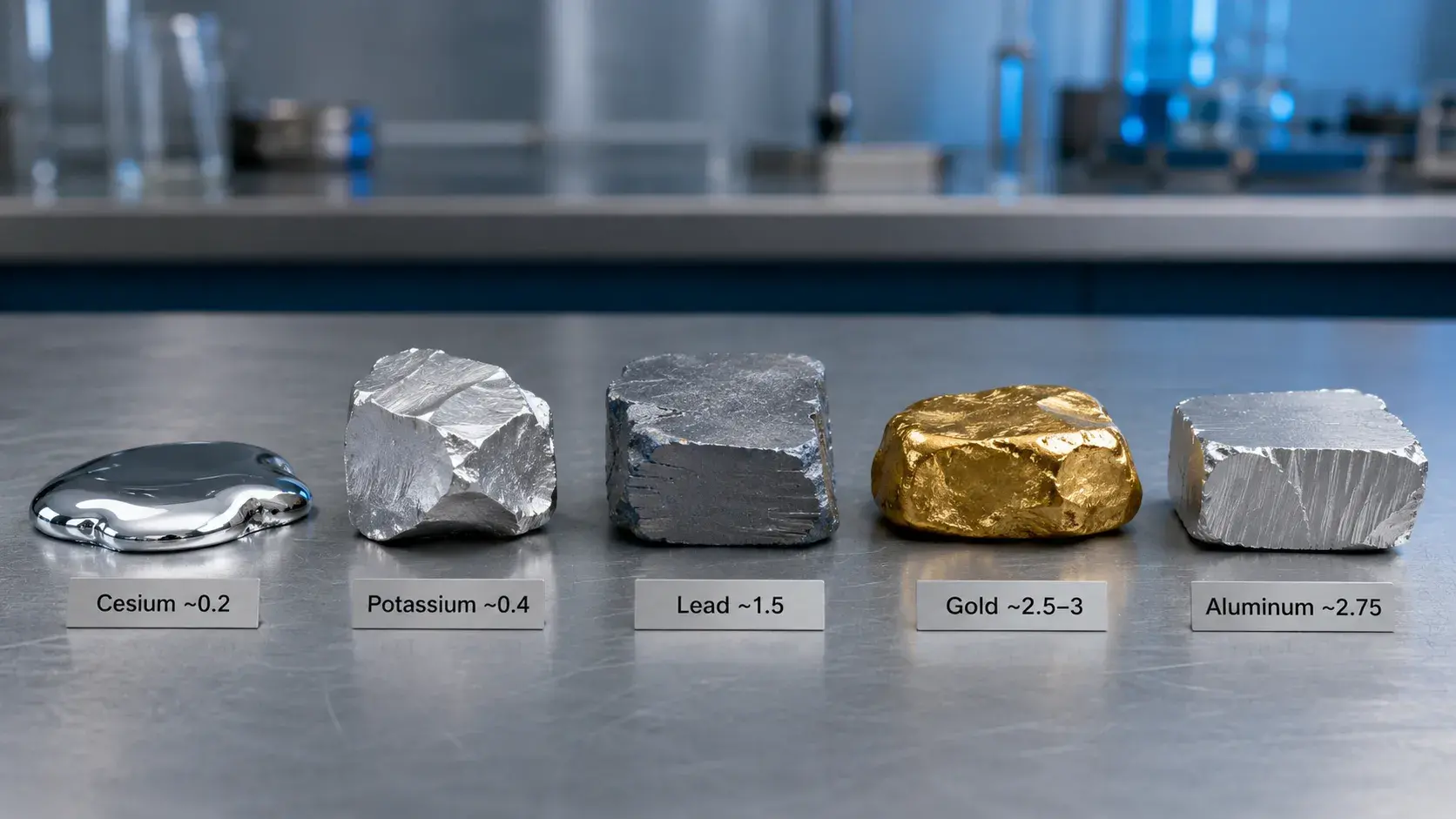 Cesium vs other soft metals hardness comparison