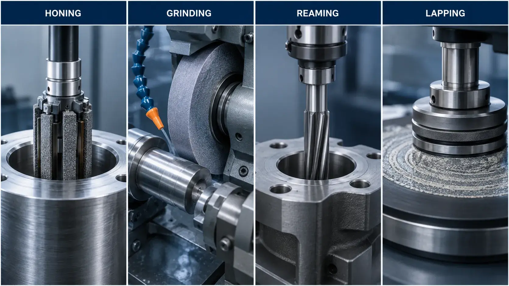 Honing vs grinding vs reaming vs lapping