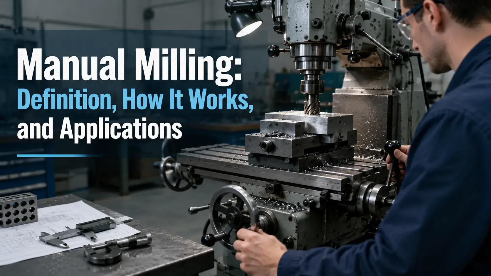 Manual milling machine operation with machinist