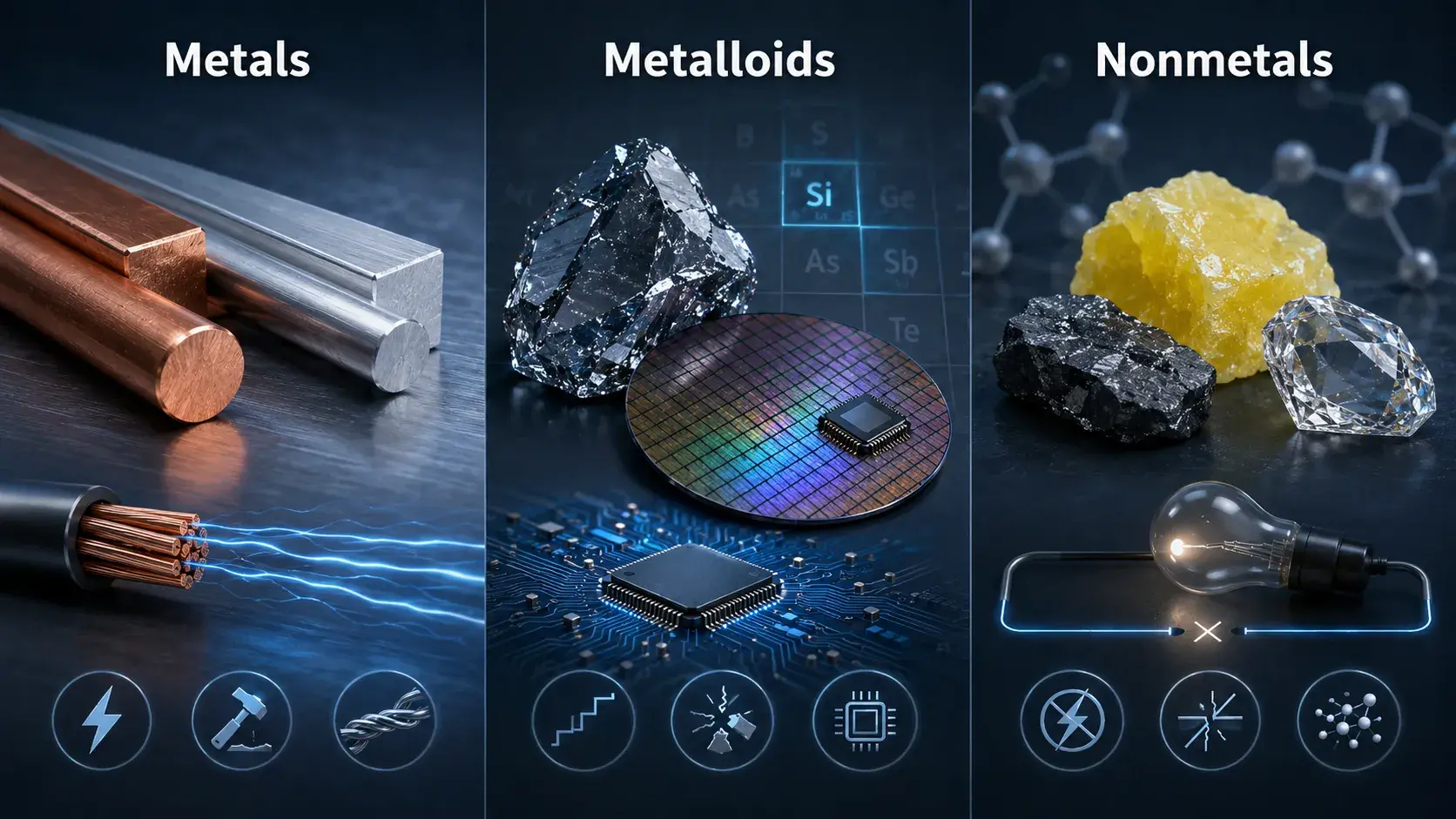 Metals vs Metalloids vs Nonmetals