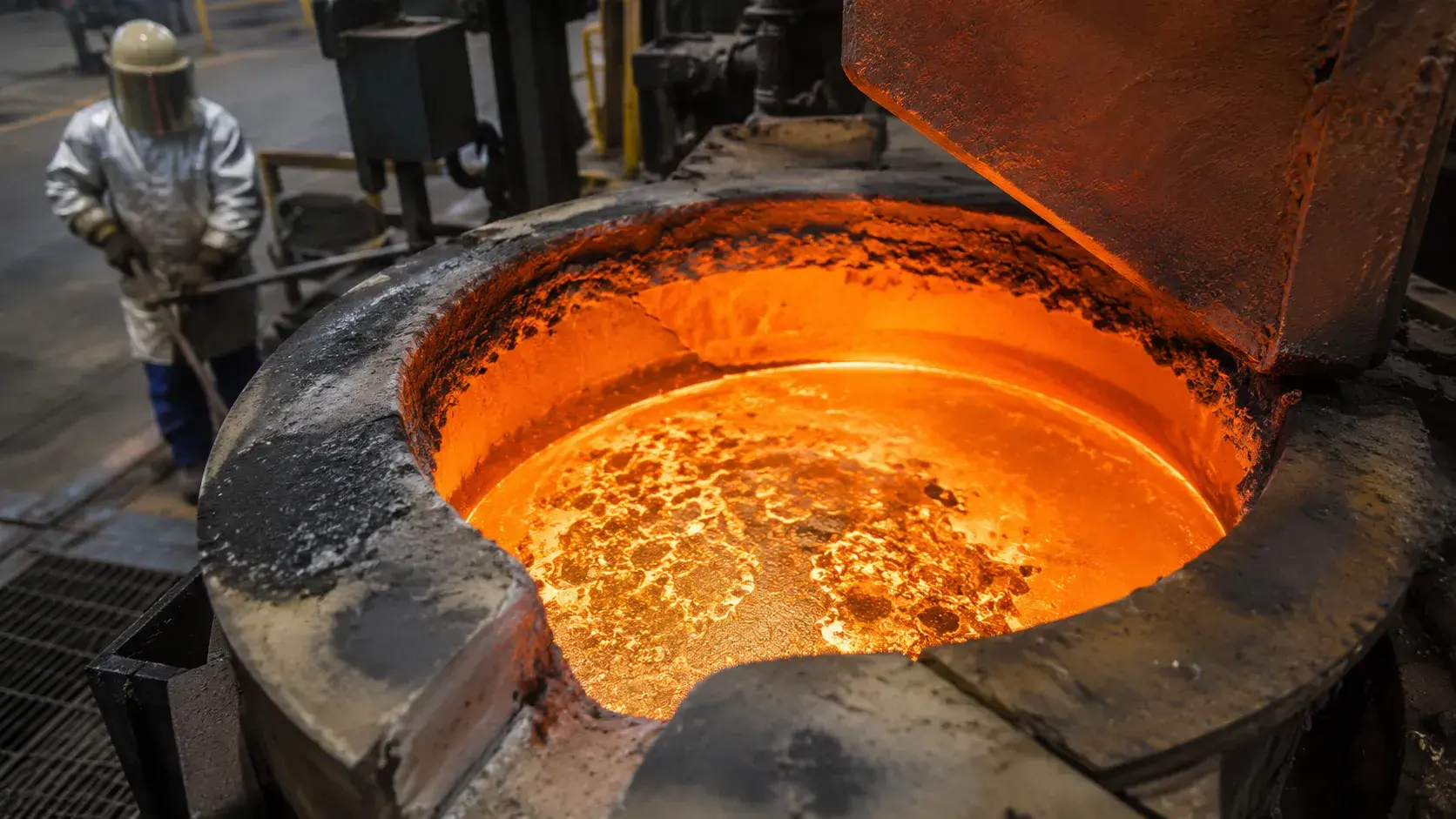 Overheated brass during metal melting