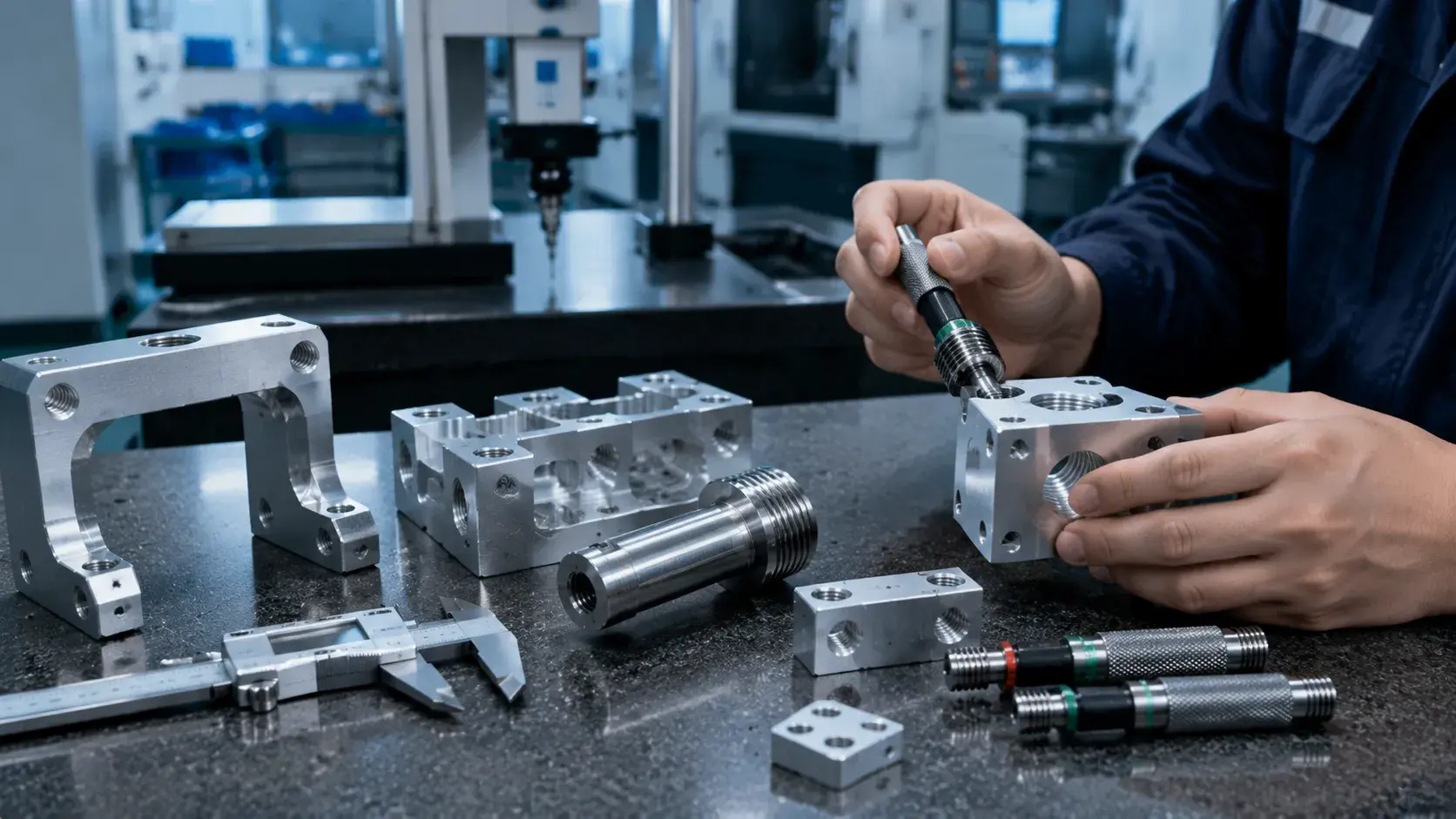 Precision CNC machined threaded parts inspection