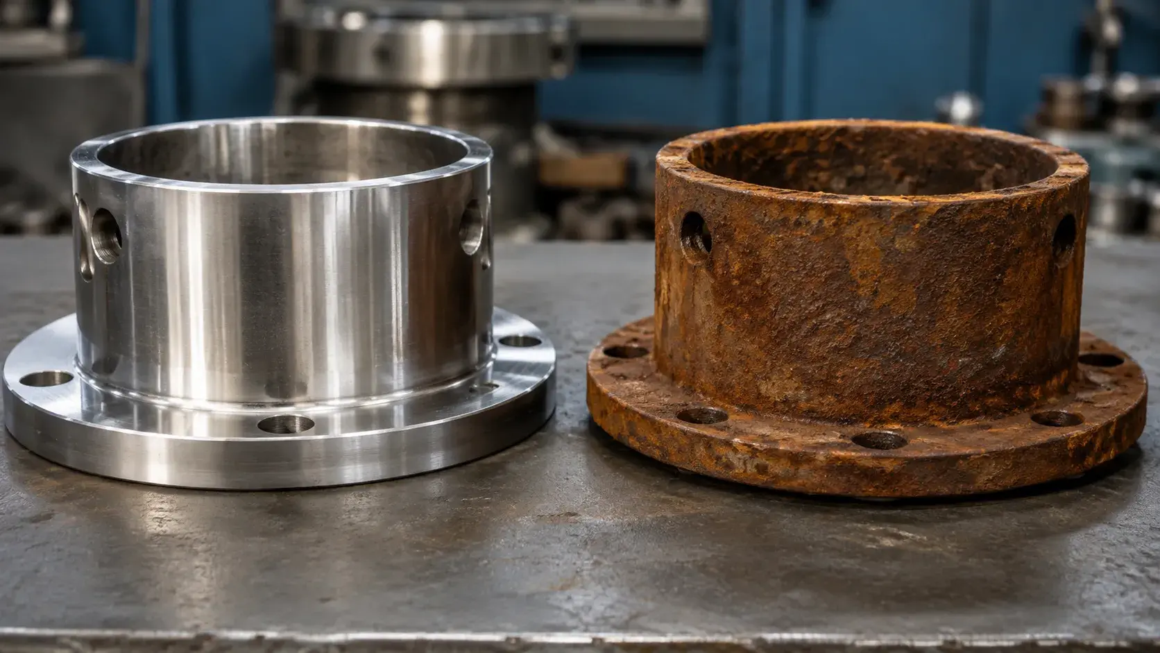 Comparison between stainless steel corrosion and carbon steel rust