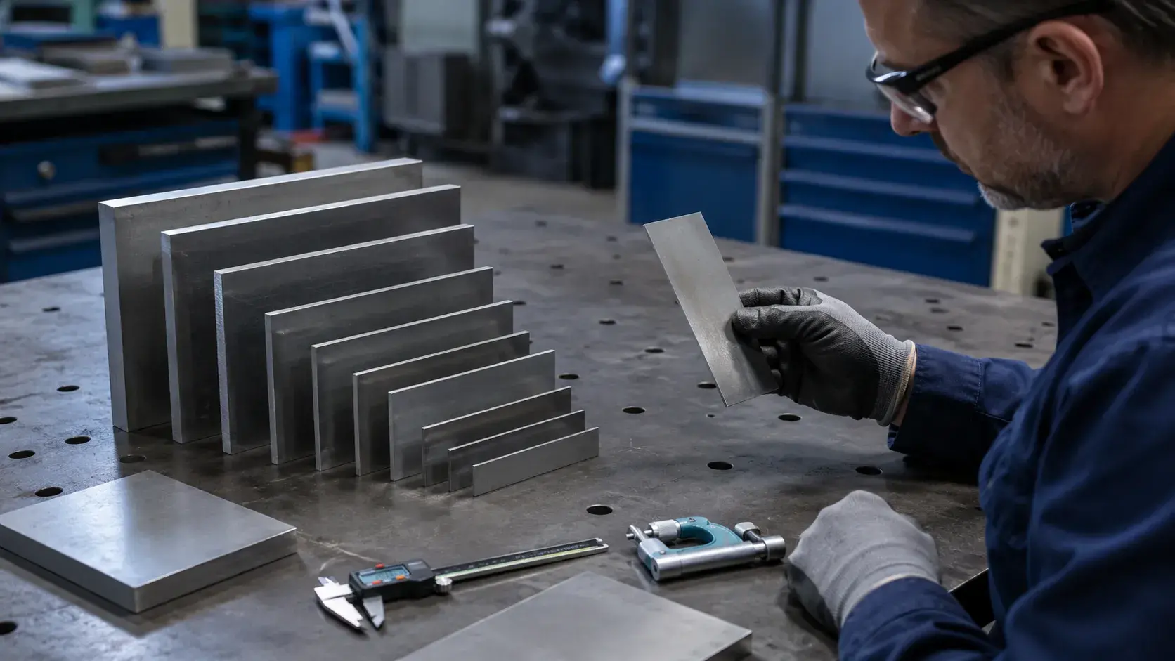 Steel gauge thickness comparison showing different sheet metal thickness levels