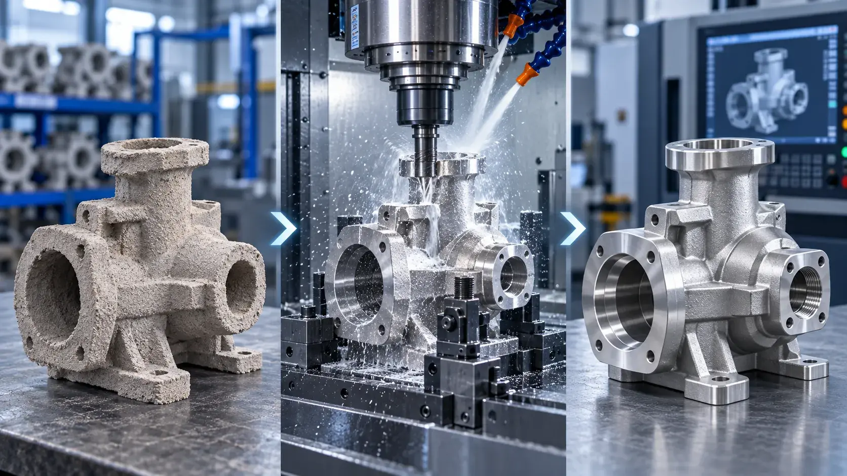 CNC machining of investment cast parts