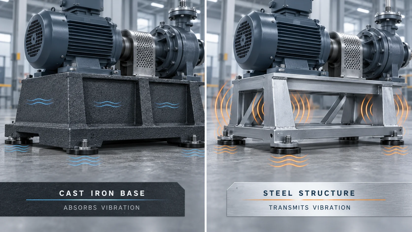 Cast iron vs steel vibration damping comparison