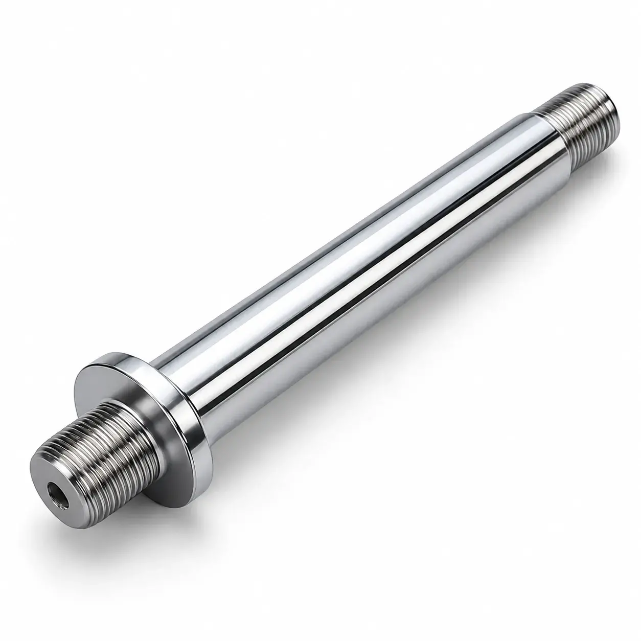 Chrome plated precision shaft with mounting end