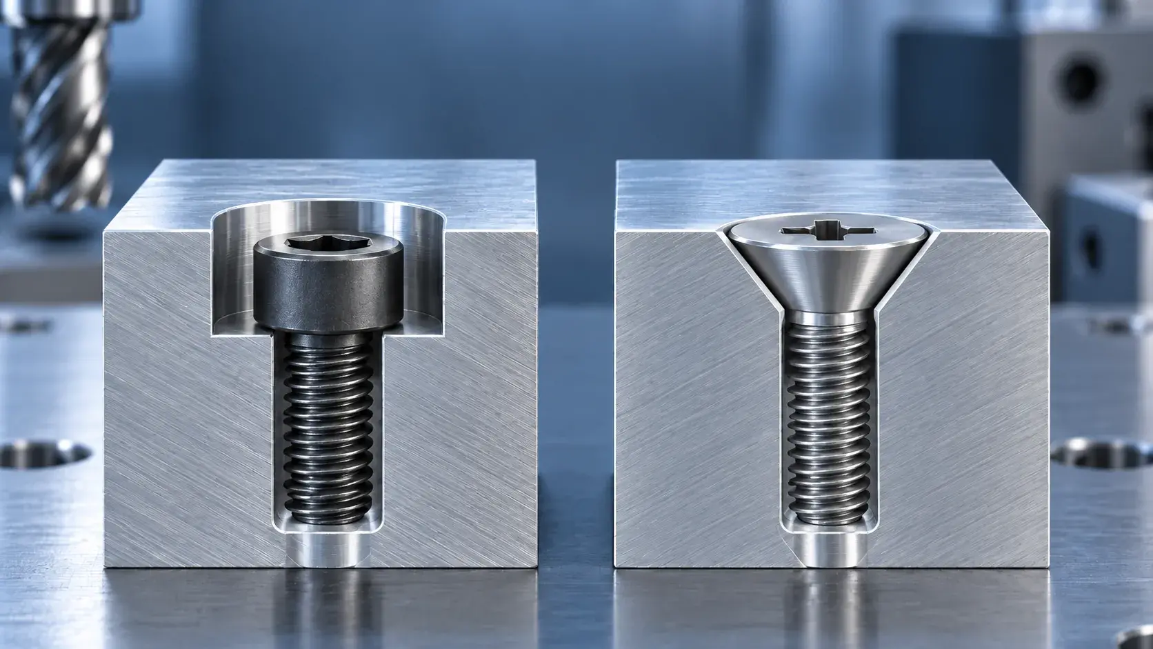 Counterbore vs countersink hole comparison