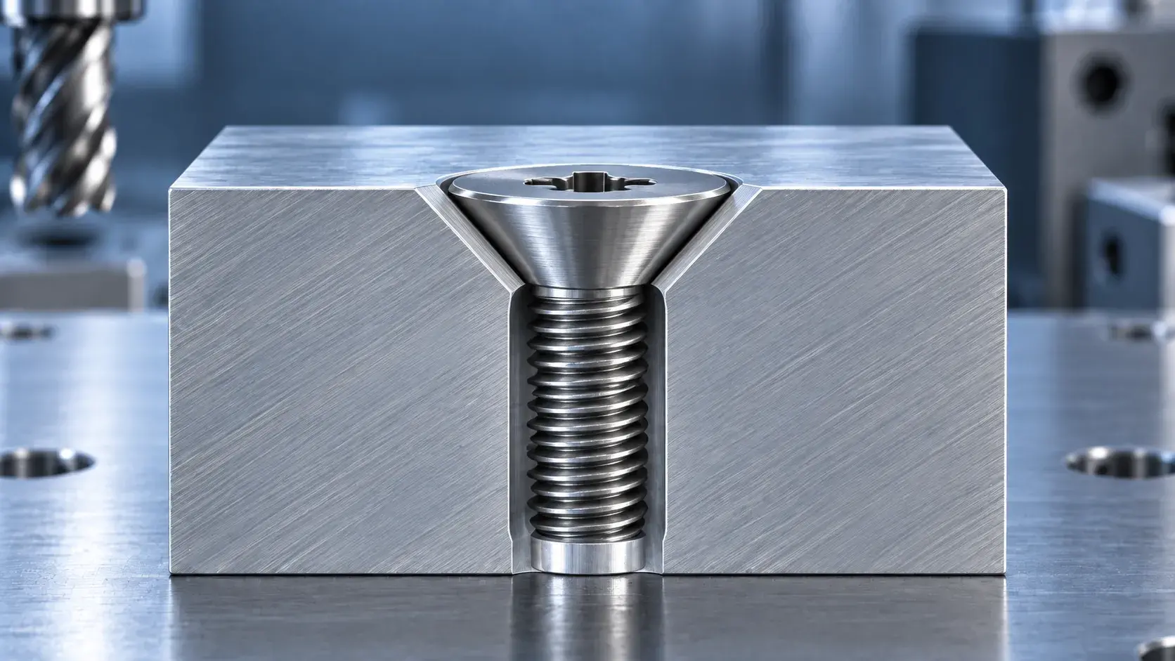 Countersink hole with flat head screw
