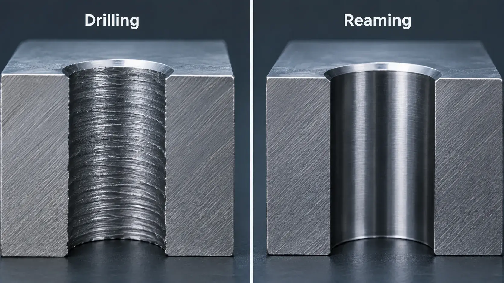 Drilling vs reaming hole finish comparison