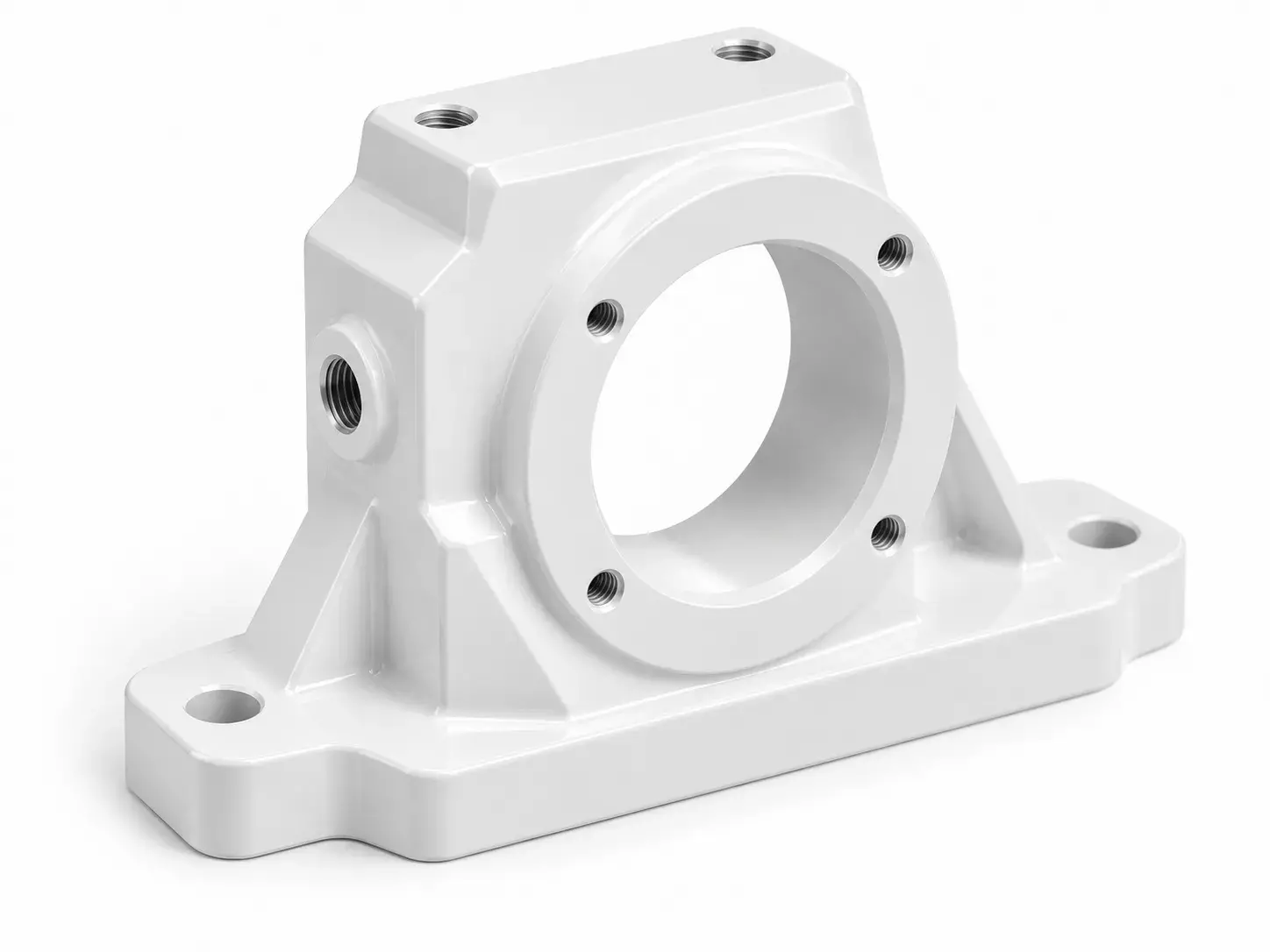 Gloss white powder coated CNC part
