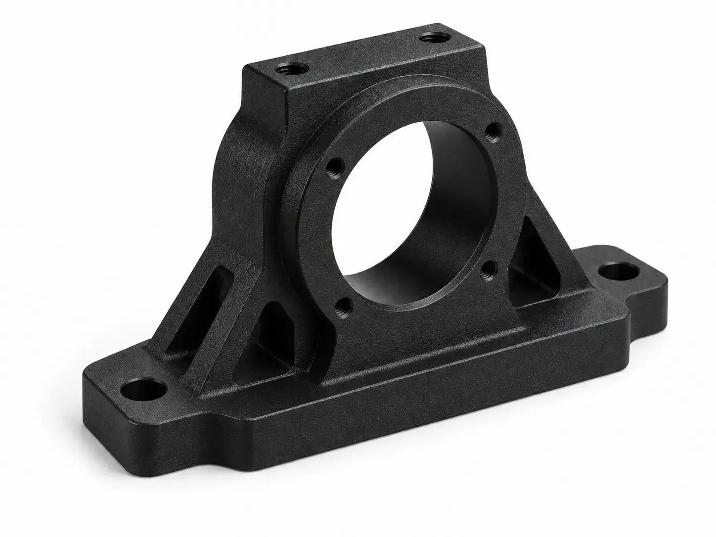 Textured black powder coated metal part