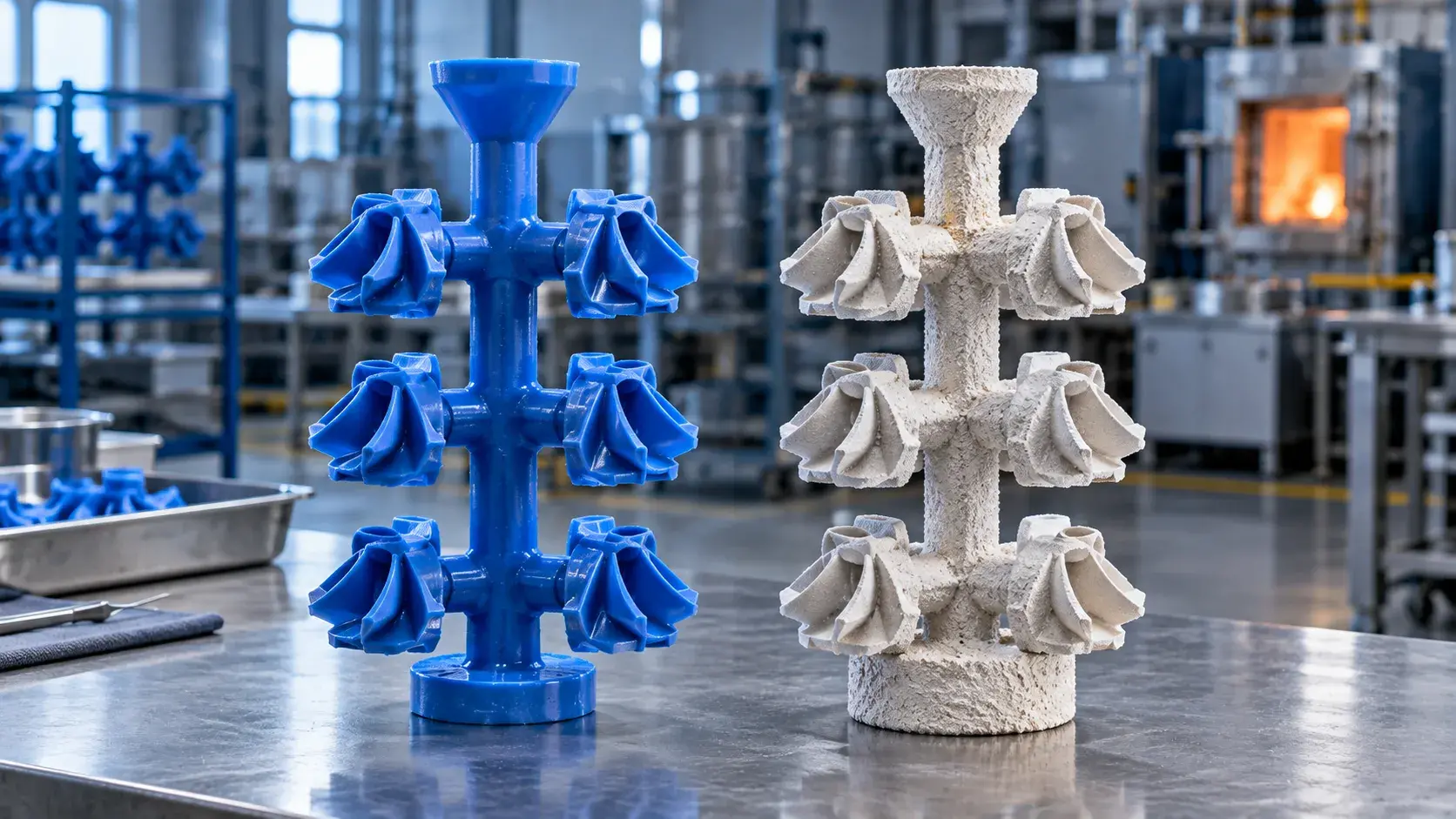 Wax pattern and ceramic shell for investment casting