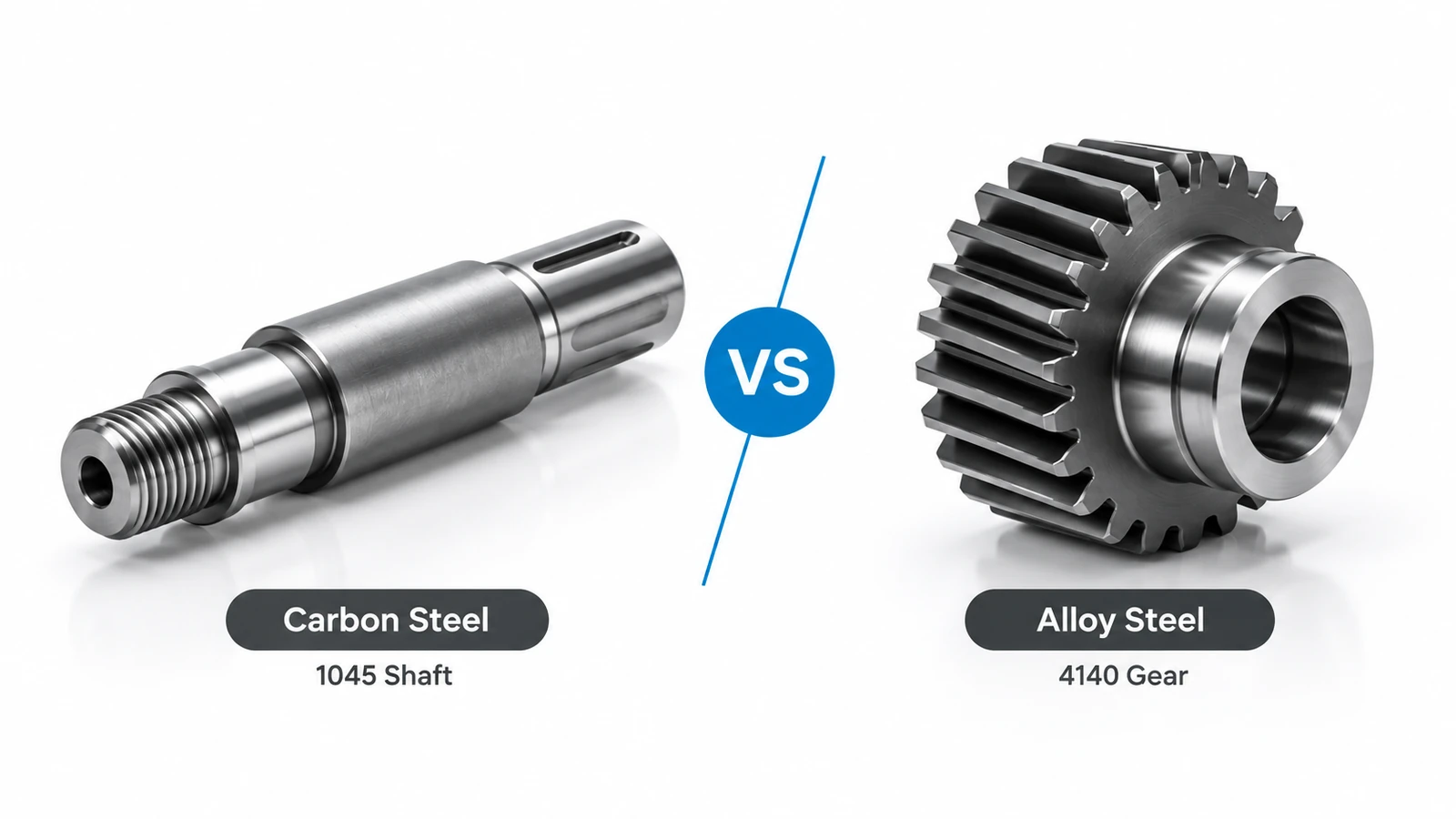 1045 carbon steel shaft and 4140 alloy steel gear comparison