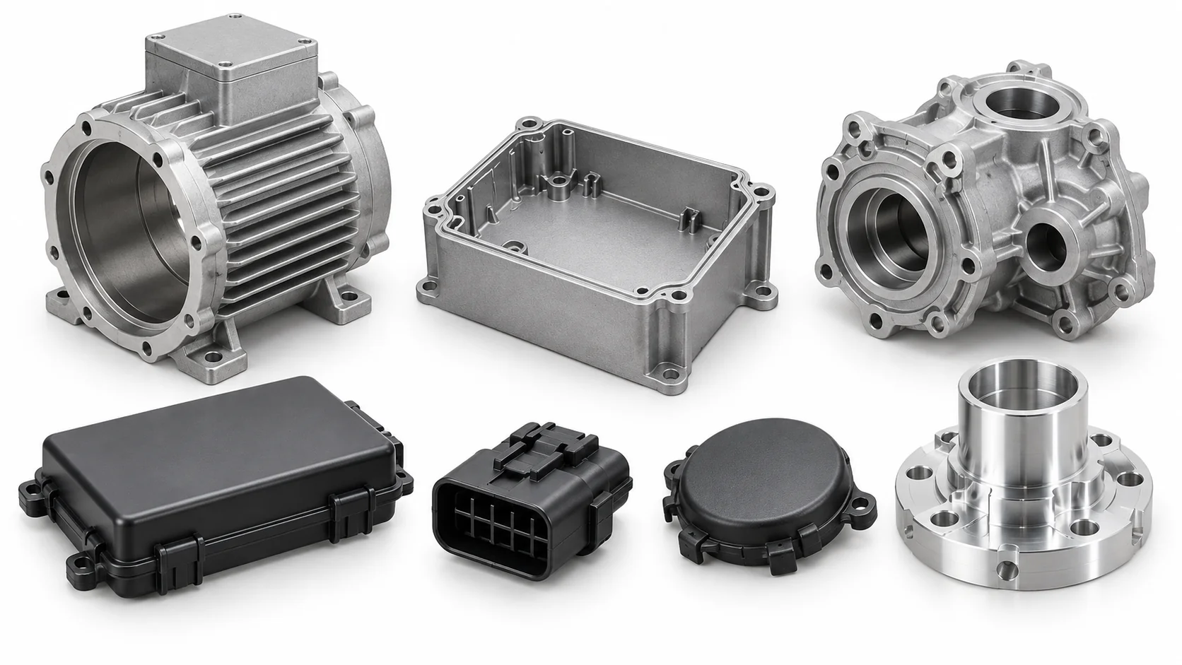Typical die cast injection molded and CNC machined parts