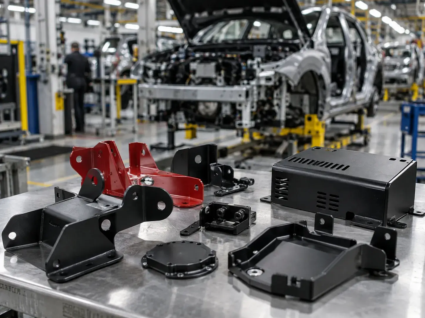 Powder coated metal parts for automotive applications