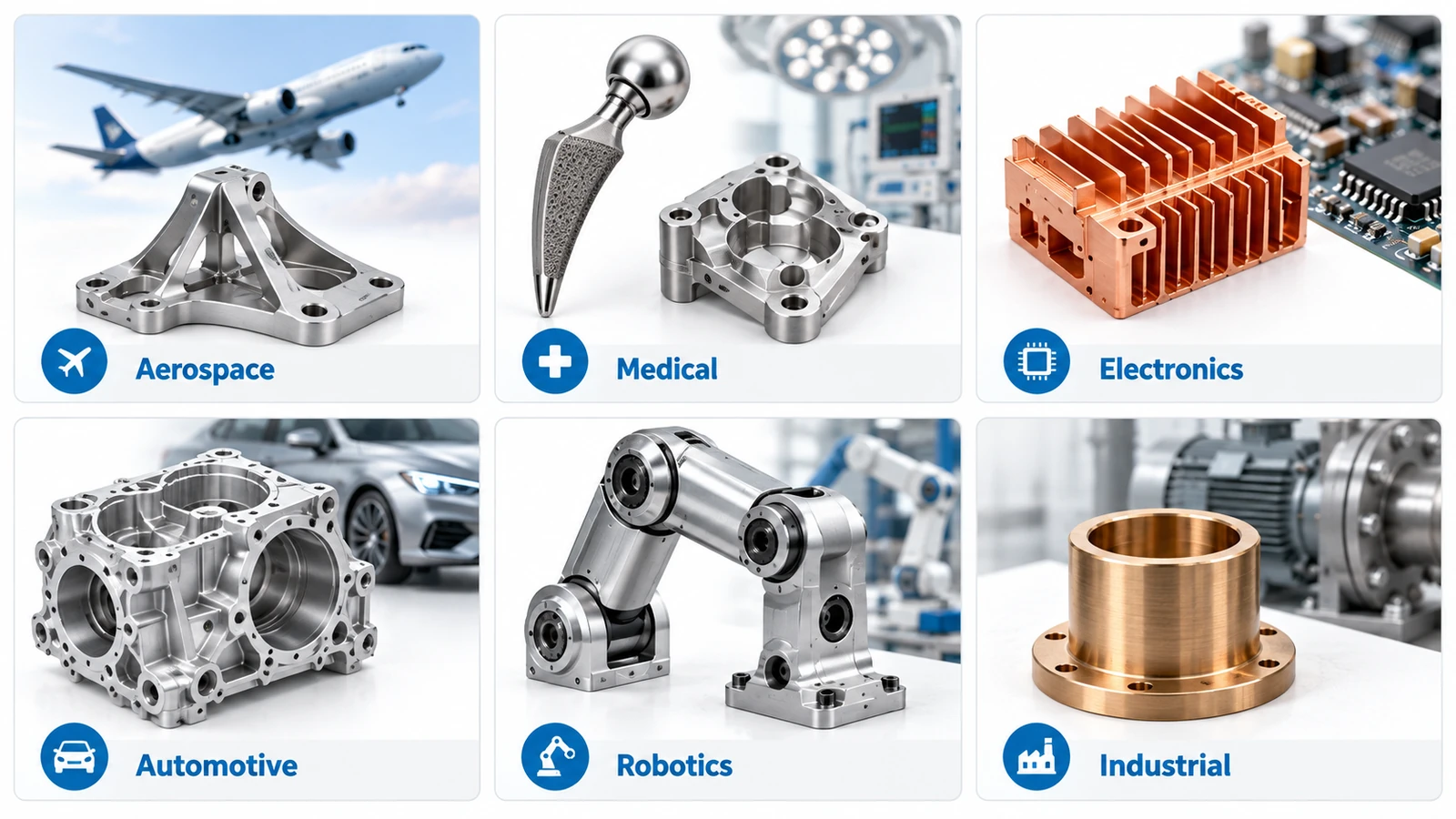 Non-ferrous metal applications in aerospace, medical, electronics, automotive, robotics and industrial equipment