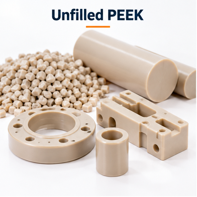 Unfilled PEEK material and machined parts