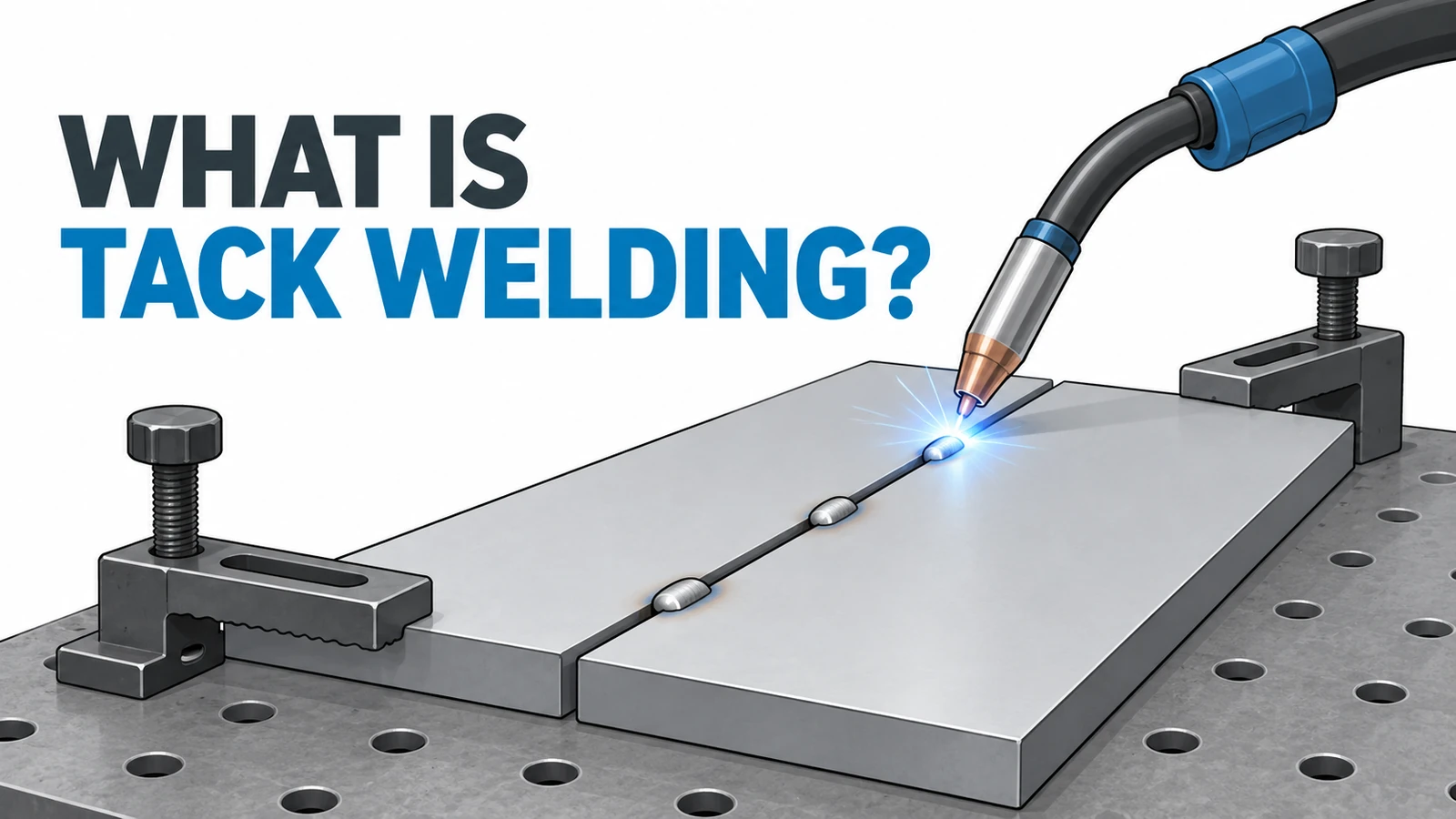 Tack welding metal parts before final welding