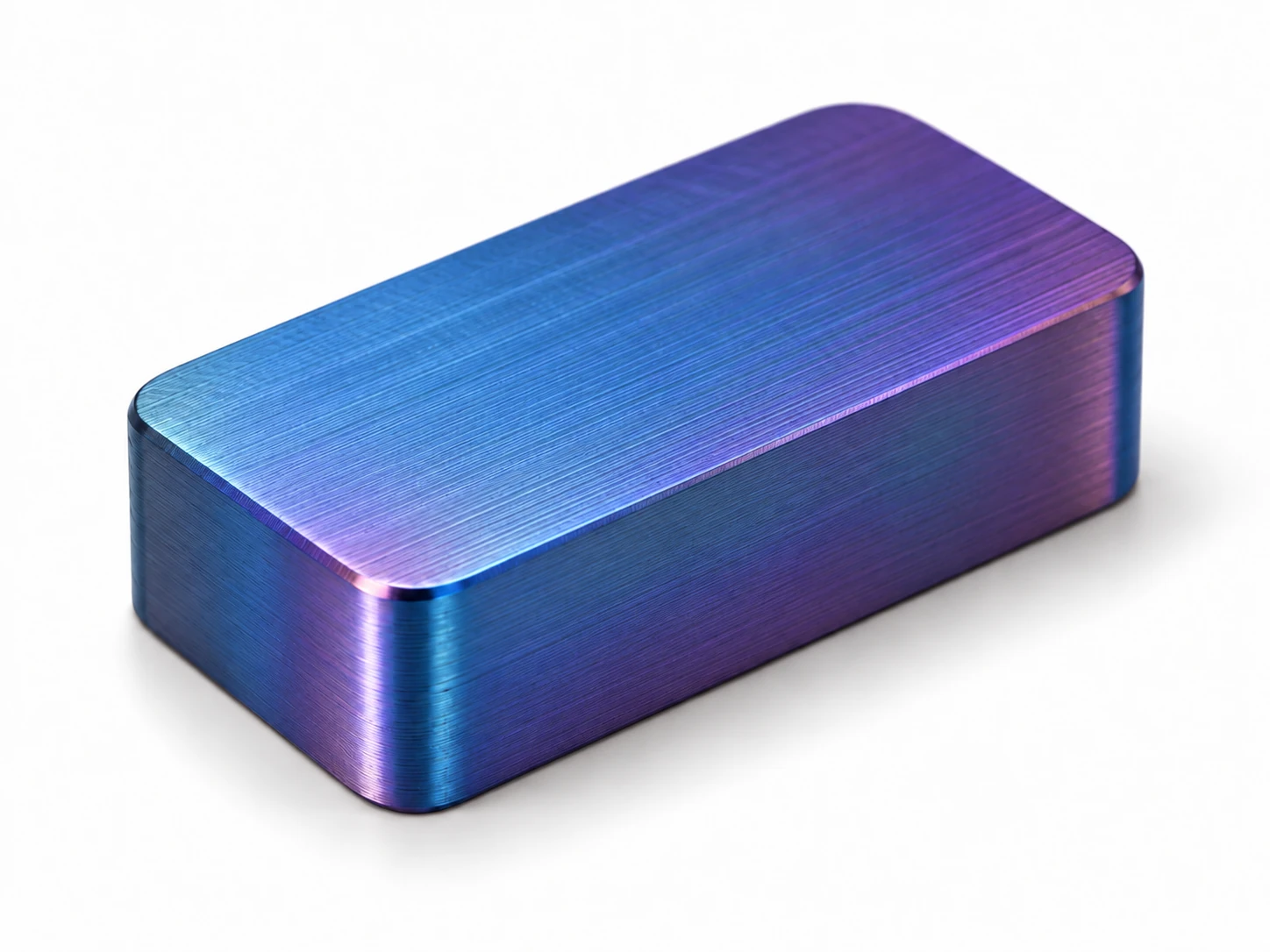 Anodized titanium sample showing decorative oxide coloration