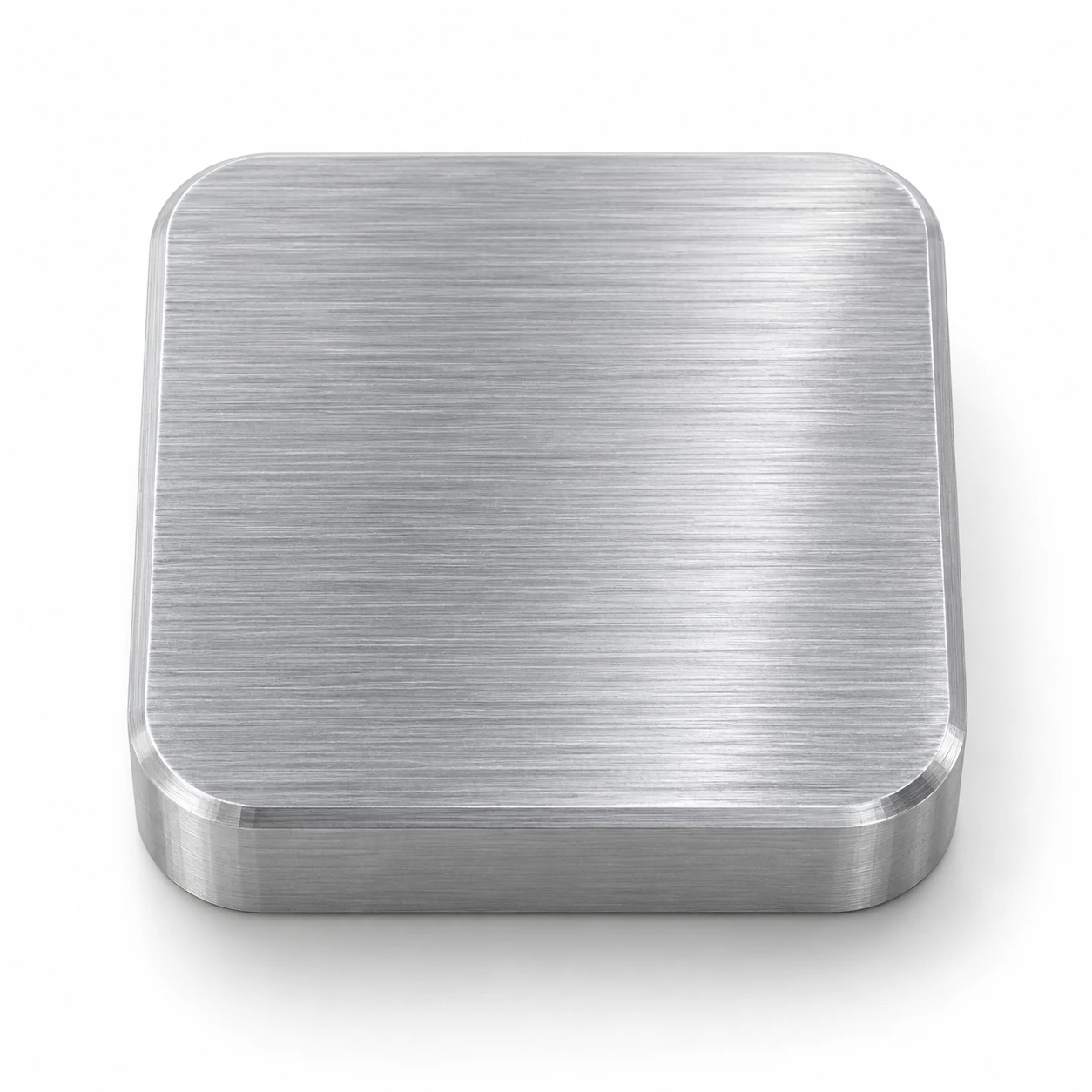 CNC machined aluminum sample with natural silver finish and visible machining marks