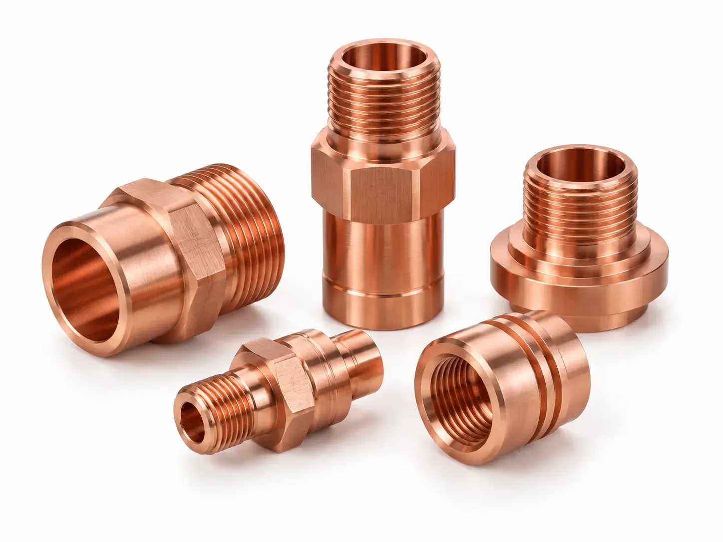 CNC machined copper busbars and electrical connectors with precision mounting holes