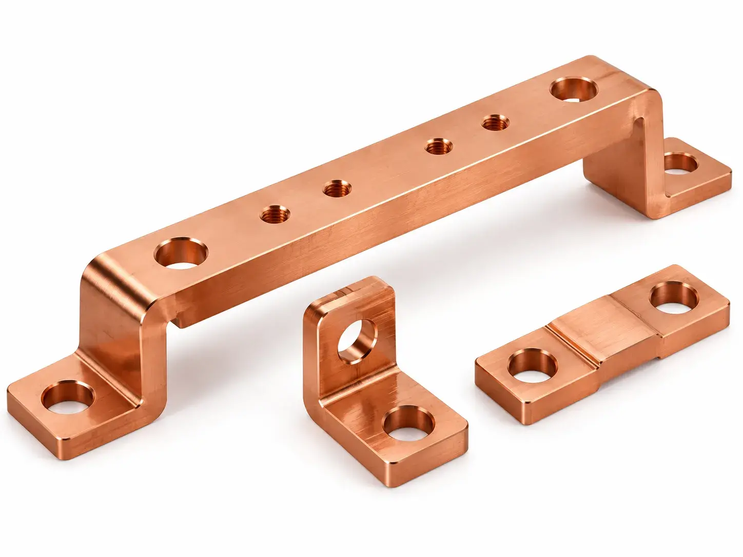 CNC turned copper fittings and connectors with precision bores and threads
