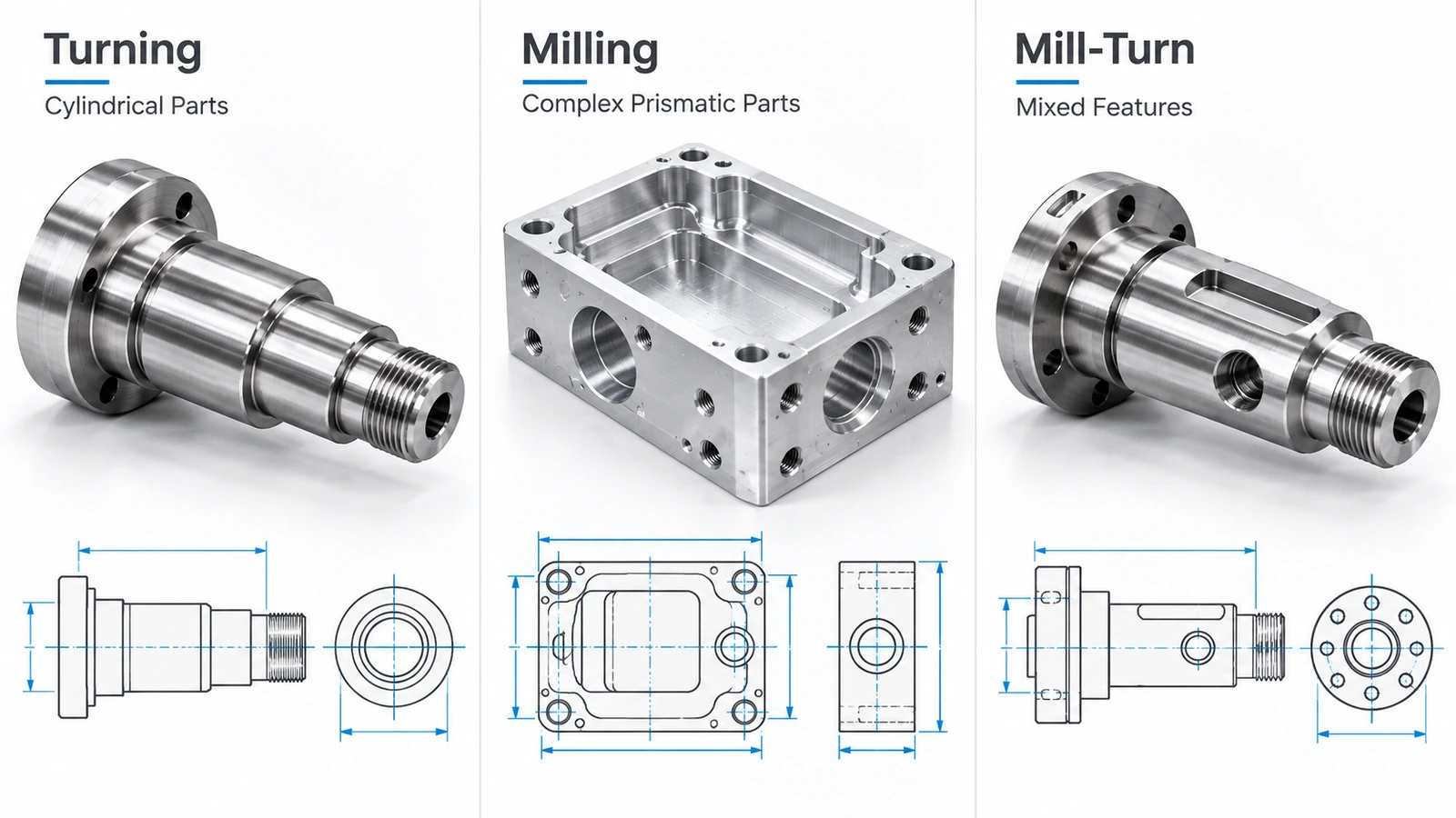 CNC turning versus milling process selection guide for shafts bushings housings and brackets