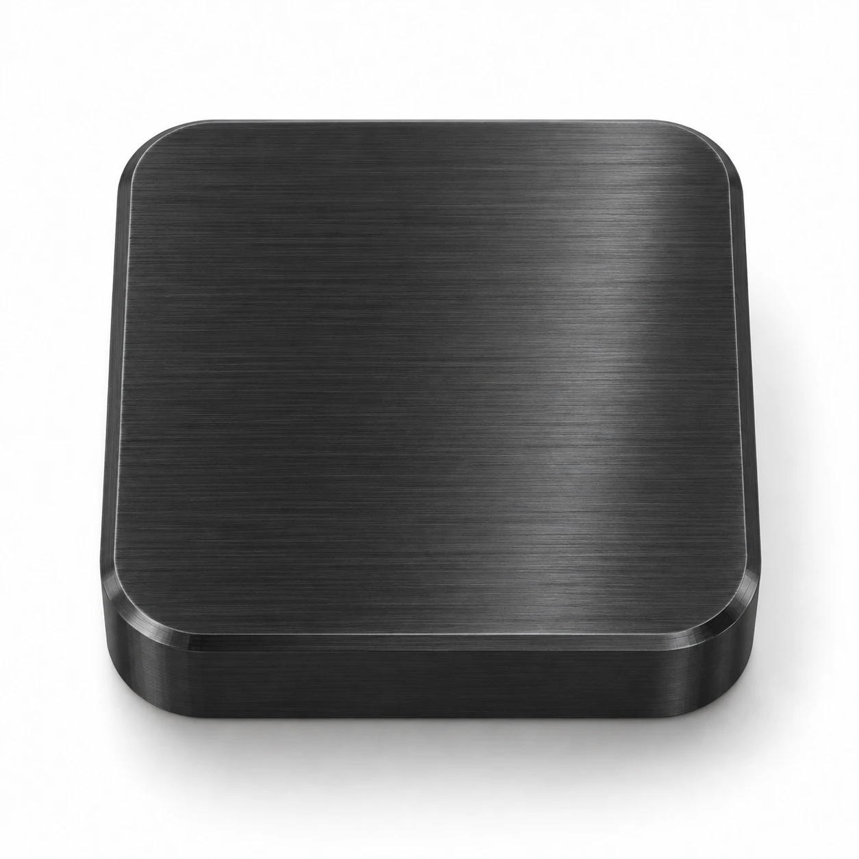 Dark hard anodized aluminum sample with a charcoal gray surface finish