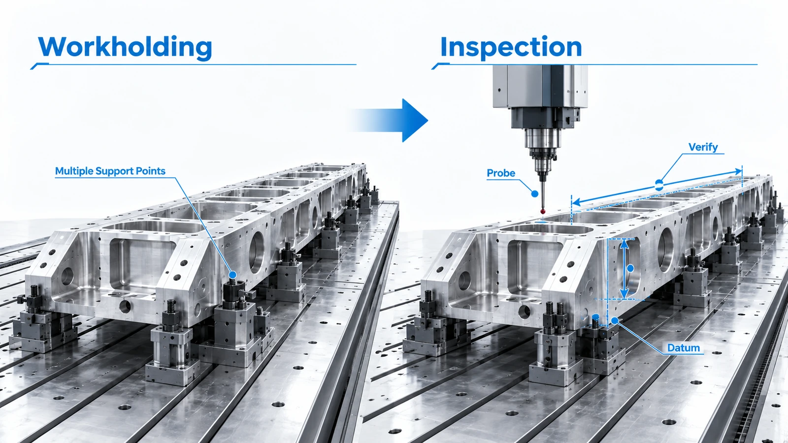 Large part 5-side machining reduces repositioning and datum transfer errors