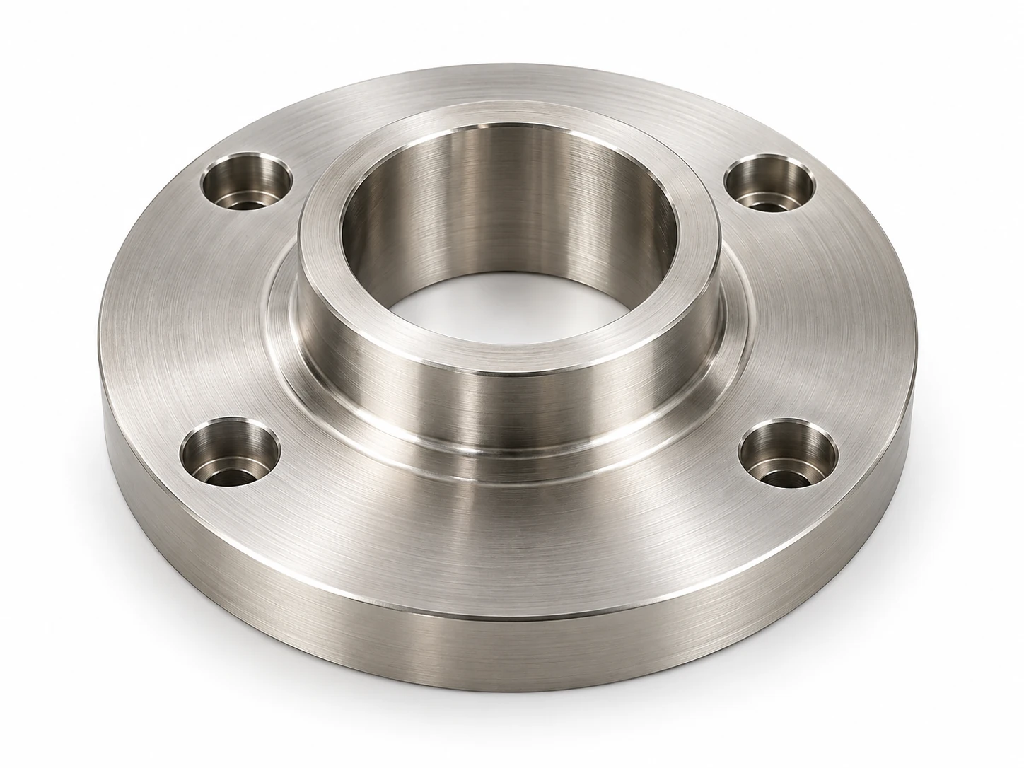 CNC machined nickel alloy component with visible machining marks and satin metallic finish