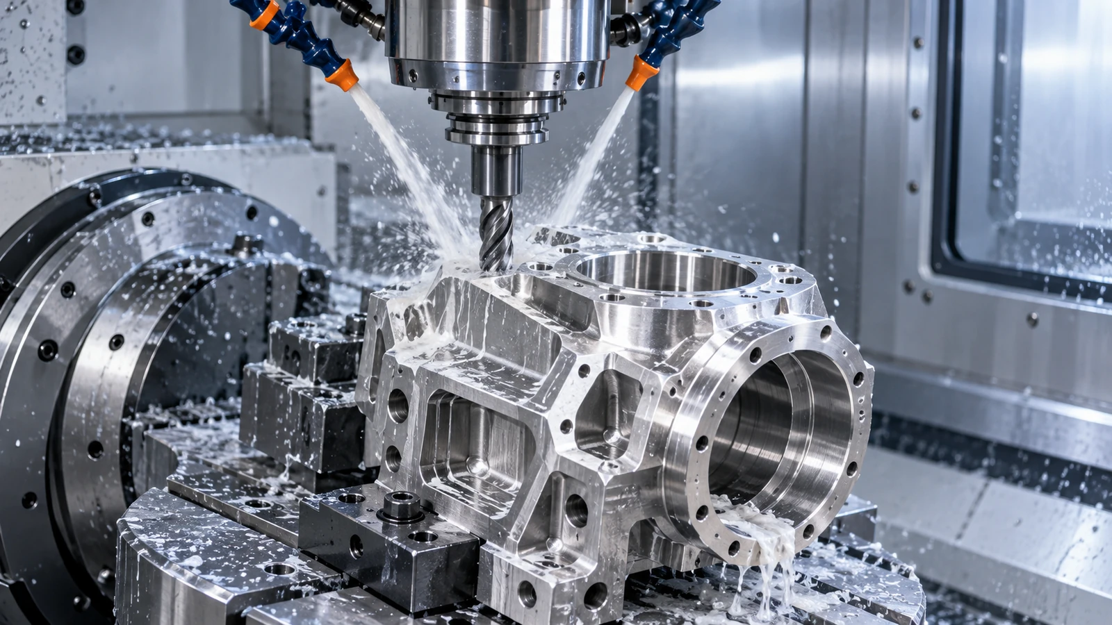 CNC milling of a precision nickel alloy component with complex machined features