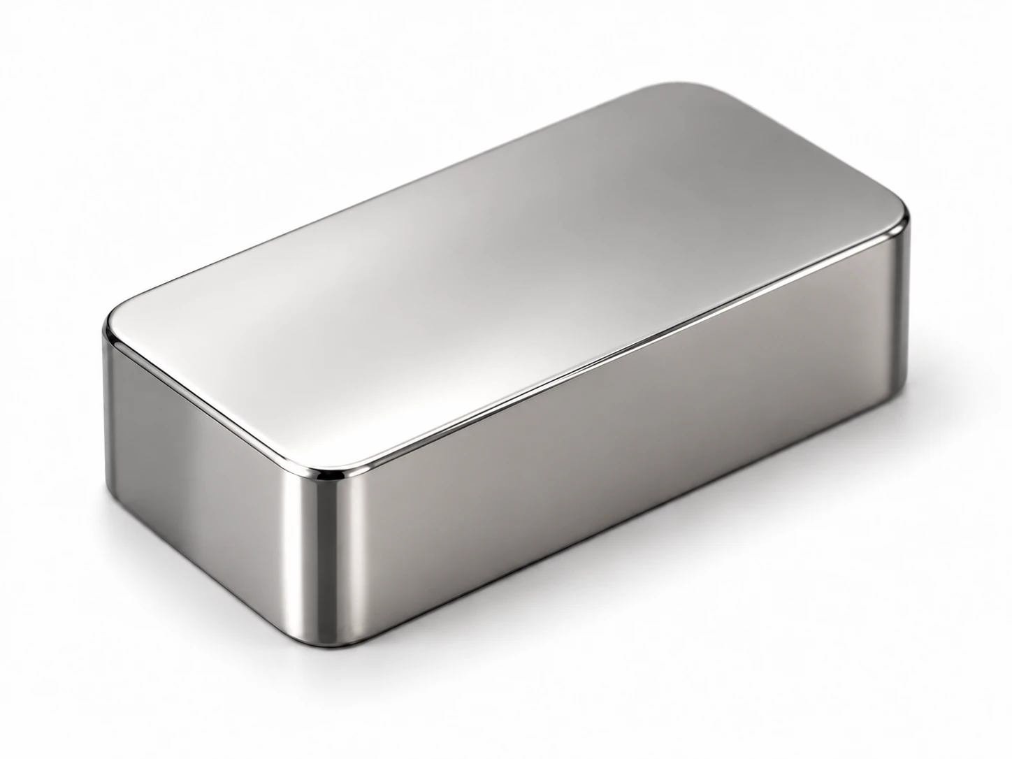 Polished titanium sample with smooth reflective metallic finish