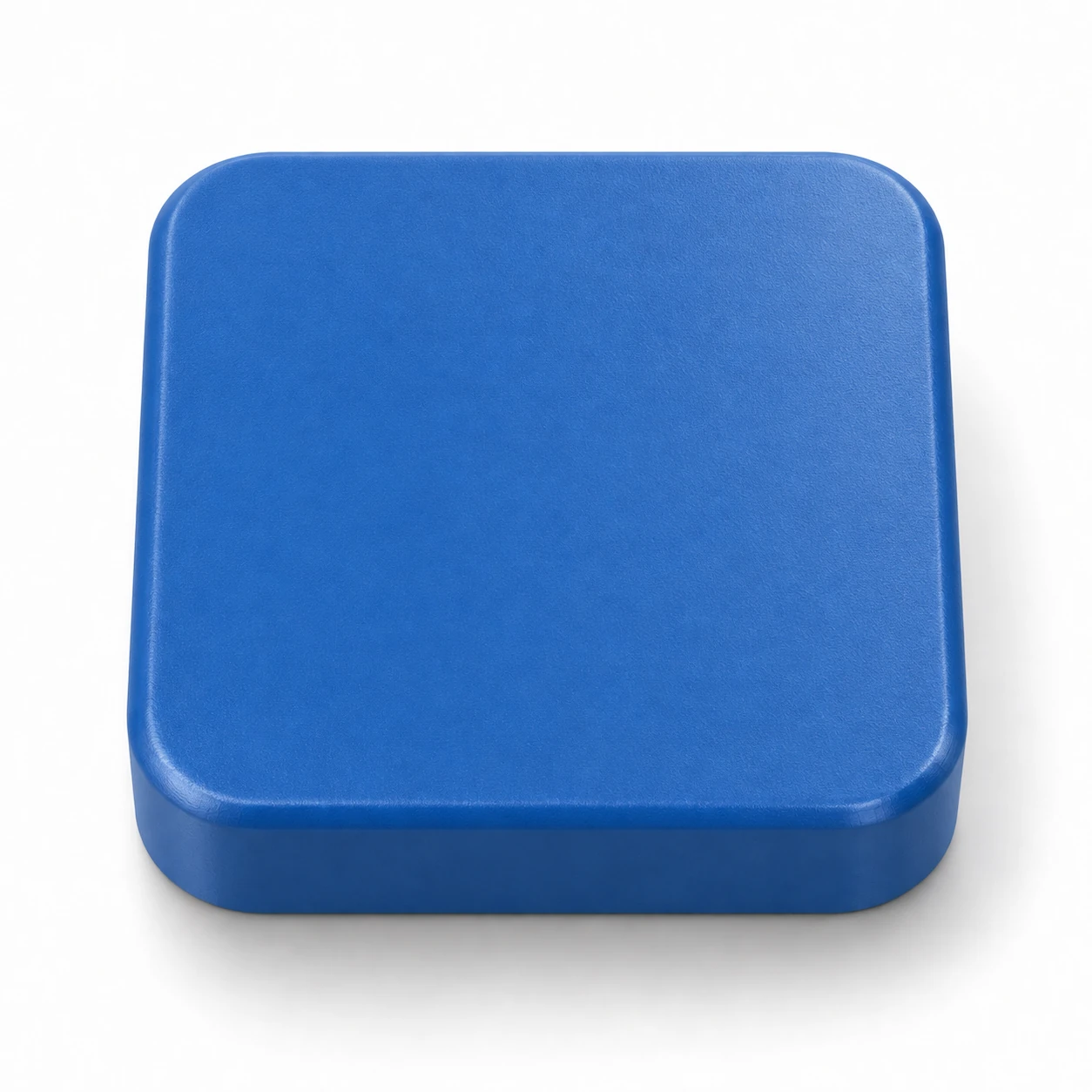 Blue powder coated aluminum sample with a uniform matte protective coating