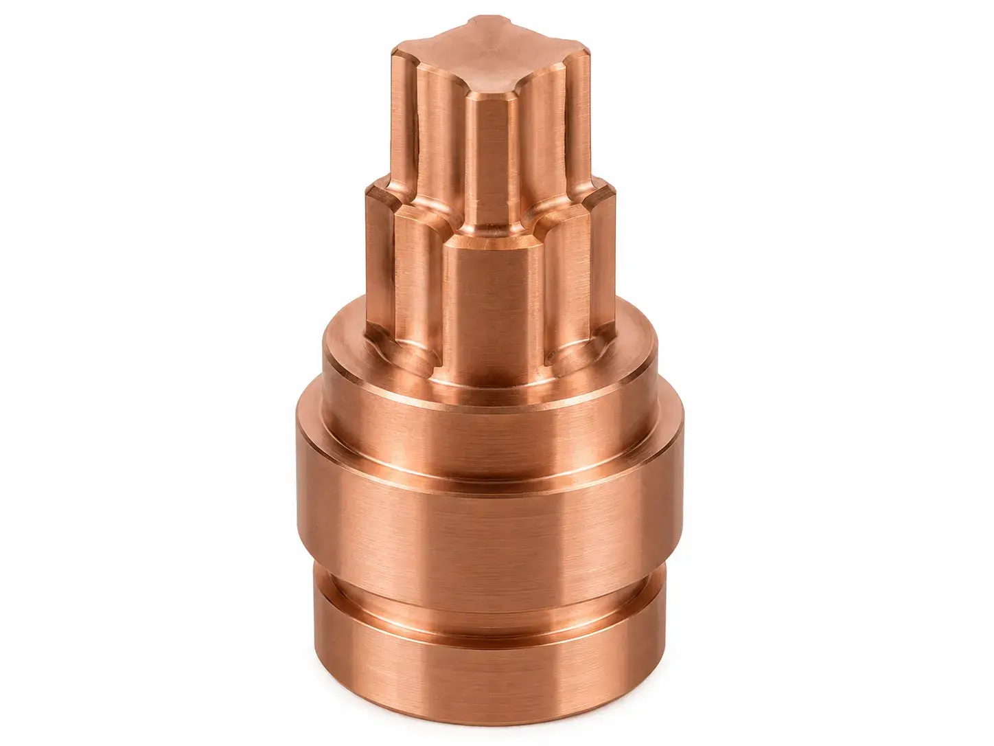 Precision CNC machined copper electrode with detailed milled features