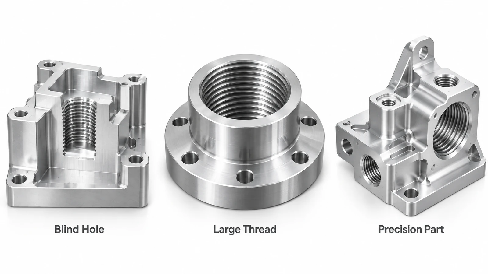 Thread milling applications in blind holes, large threaded bores, and precision CNC machined components